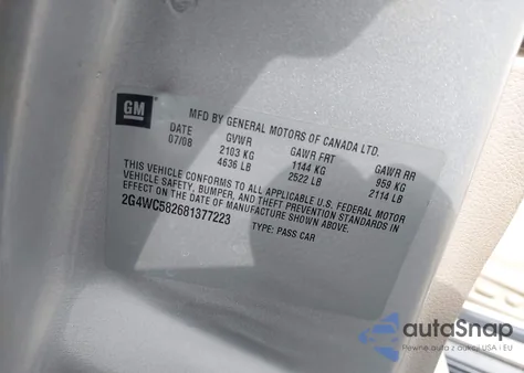 2008 Buick Lacrosse Cx из США, поврежденный, VIN 2G4WC582681377223